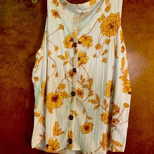 Womens yellow floral tank top size 3x